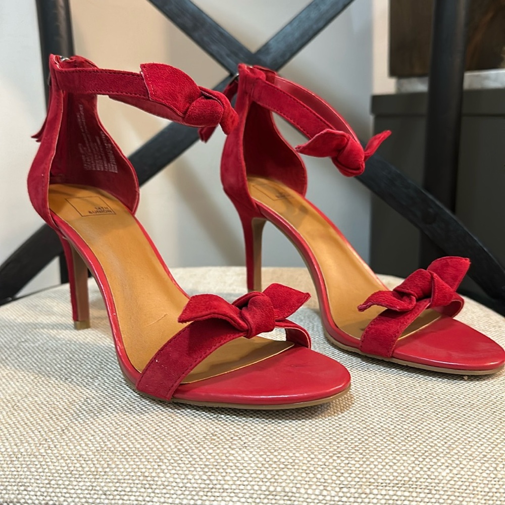 Never worn. Red suede heels